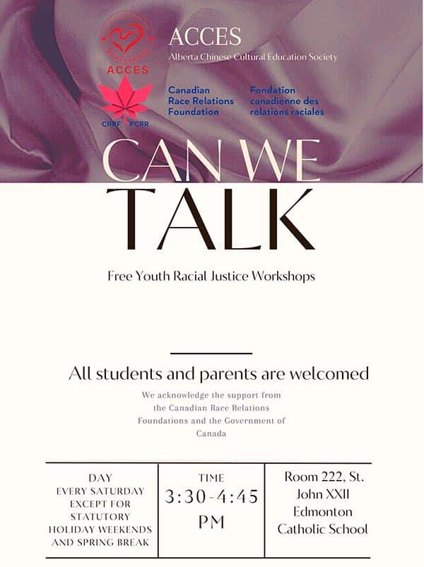 Can We Talk Youth Racial Justice Workshops Poster
